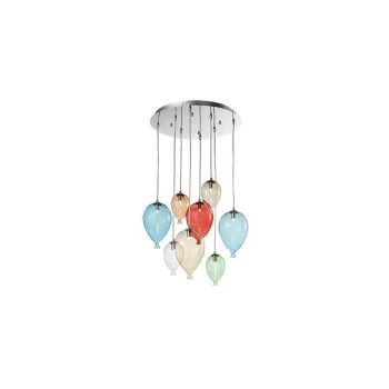 Ideal Lux Clown - 8 Light Medium Balloon Cluster Pendant Multi-coloured, G9