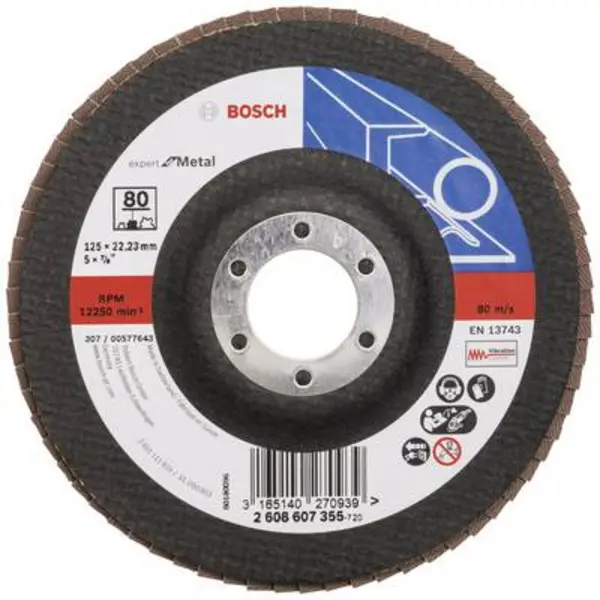 Bosch Accessories 2608607355 X551 Flap disc Diameter 125mm Bore diameter 22.33mm Steel