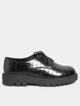 Yours Extra Wide Fit Lace Up Croc Shoe, Black, Size 9Eee, Women