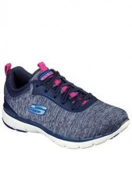 Skechers Flex Appeal 3.0 Trainers - Navy, Size 3, Women