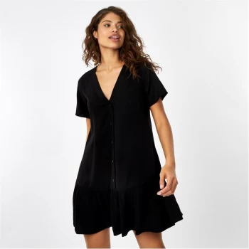 Jack Wills Button Through Woven Mini Dress - Black