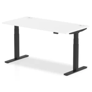 Air 1600 x 800mm Height Adjustable Desk White Top Cable Ports Black Leg