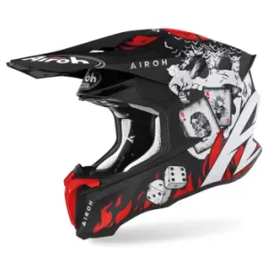 Airoh Twist 2.0 Hell Motocross Helmet, black-white-red Size M black-white-red, Size M