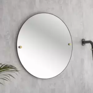 Garden Trading Adelphi Round Wall Mirror in Black Steel