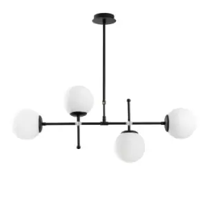 Model 30 Deco 4-Light Globe Black Pendant Lamp Linear Adjsutable Height