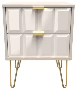 Calvello 2 Drawer Bedside Table - Off White