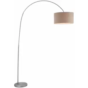 Loops - Floor Lamp Light Matt Nickel & Grey Fabric 40W E27 Standing Base & Shade