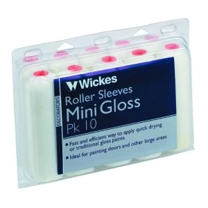 Wickes Mini Gloss Short Pile Roller Sleeve 4.25" - Pack of 10