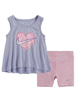 Nike Younger Girl Tank & Space Dye Bike Short Set - Pink, Size 12 Months, Women