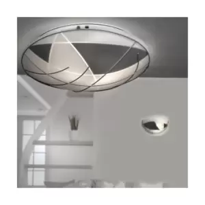 Argento 40cm Patterned Glass Flush Ceiling Light, Silver