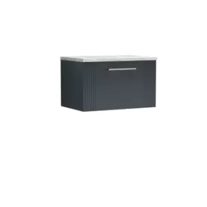 Nuie Deco 600mm Wall Hung Single Drawer Vanity & Bellato Grey Laminate Top - Satin Anthracite