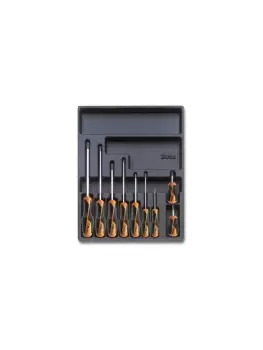 Beta Tools T168 9pc "Grip" Phillips Screwdriver Set Tray for Roller Cabs