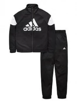 adidas Boys Badge of Sport Tracksuit - Black, Size 13-14 Years