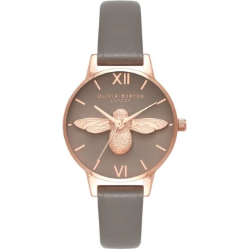 Olivia Burton 3D Bee Rose Gold & London Grey Ladies Watch OB16AM148