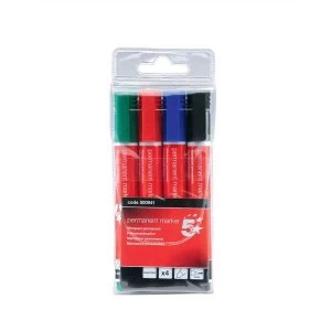 5 Star Permanent Marker Xylene/Toluene-free Smearproof Bullet Tip 2mm Line (Assorted) Pack of 4 Markers