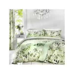 Dreams & Drapes Florence Floral Reversible Duvet Cover Set, Green, King