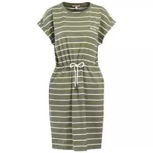 Barbour Womens Marlo Stripe Dress Dusky Khaki/White 10