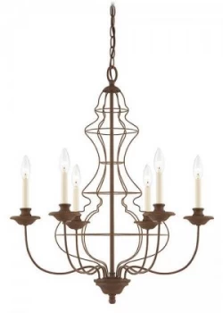 6 Light Chandelier Rustic Antique Bronze Finish, E14