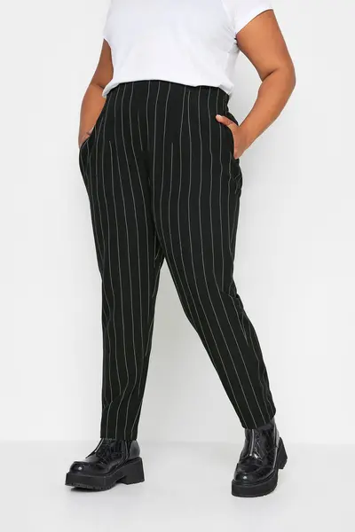 Yours Printed Tapered Trousers Black