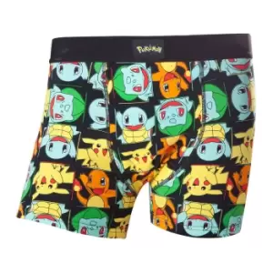 POKEMON Adult Male Pikachu & Friends All-Over Pattern Boxer Short, Medium, Black