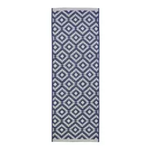 Homemaker Indoor Outdoor Geo Rug Navy 067X300Cm