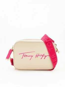 Tommy Hilfiger Webbing Strap Logo Camera Bag - Cream/Pink