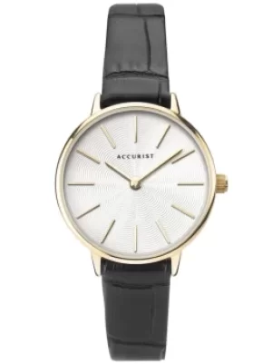 Accurist Ladies Contemporary Gold Plated White Patterned Dial...