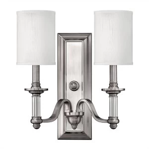 2 Light Indoor Wall Light Brushed Nickel, E14