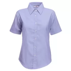 Fruit Of The Loom Ladies Lady-Fit Short Sleeve Oxford Shirt (3XL) (Oxford Blue)