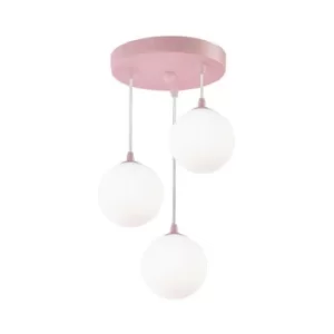 Searchlight Kids 3 Light Pendant, Pink With Opal Glass