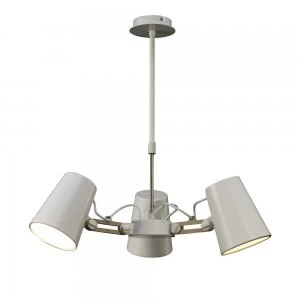 Ceiling Pendant 3 Light E27, Matt White, Beech