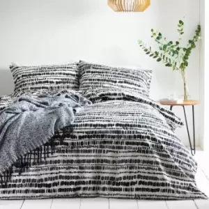 The Linen Yard Brush Stroke Duvet Cover Set (King) (Ink/White) - Ink/White