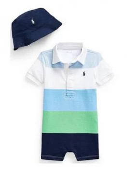 Ralph Lauren Baby Boys Stripe Romper Gift Set - Blue, Size 6 Months