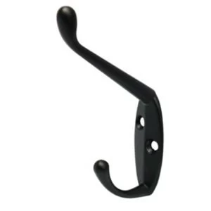 BQ Black Zinc Alloy Hat Coat Hook Pack of 2