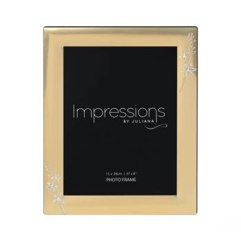 6" x 8" - IMPRESSIONS Gold Photo Frame with Crystal Flowers