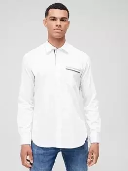 BOSS Roger Slim Fit Longsleeve Shirt - White, Size S, Men