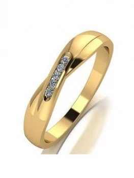 Moissanite 9ct Yellow Gold Shaped Wedding Band, Gold Size M Women