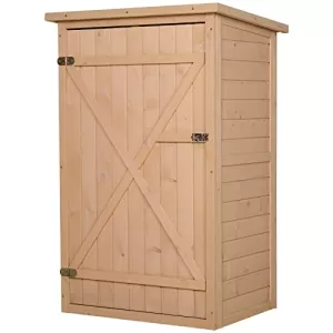 Outsunny Wooden Garden Storage Shed Fir Wood Tool Cabinet Organiser with Shelves 75L x 56W x115Hcm