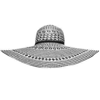 Biba Wide Aztec Straw Hat - Black/White