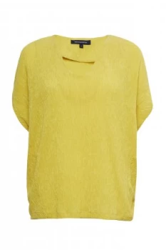 French Connection Susui Seersucker Jersey Top Yellow