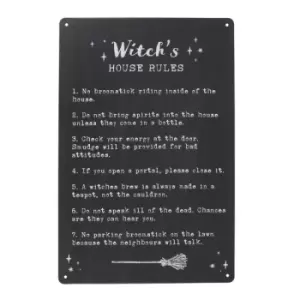 Witch's House Rules Metal Sign