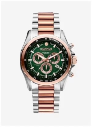 Roamer Rockshell Mark III Chrono Green Dial Rose Gold IP Bi- Watch