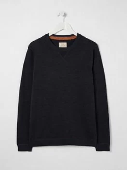 FatFace Seaford Knitted Cotton Jumper - Navy Size M Men