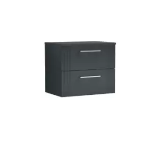 Nuie Deco 600mm Wall Hung 2 Drawer Vanity & Worktop - Satin Anthracite