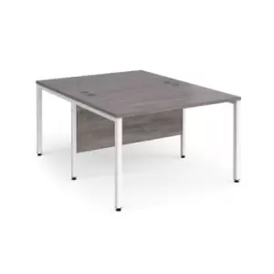 Maestro 25 back to back straight desks 1200mm x 1600mm - white bench leg frame and grey oak top