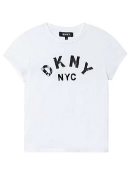DKNY Girls Print Logo T-Shirt - White, Size Age: 2 Years, Women