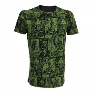 Marvel Comics Incredible Hulk Classic Green Comic Strip Small T-Shirt