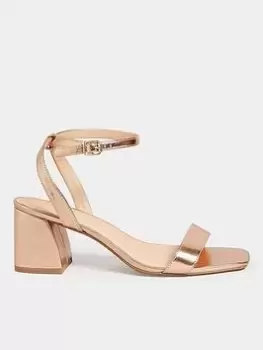 Yours Extra Wide Fit Mid Block Heel Sandal Two Strap Rose Gold, Size 5Eee, Women