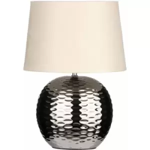 Premier Housewares - Beige Fabric Shade Dimple Effect Table Lamp