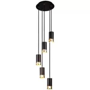 Luminosa Phelps 5 Light Round Ceiling Pendant GU10, Black, Painted Gold